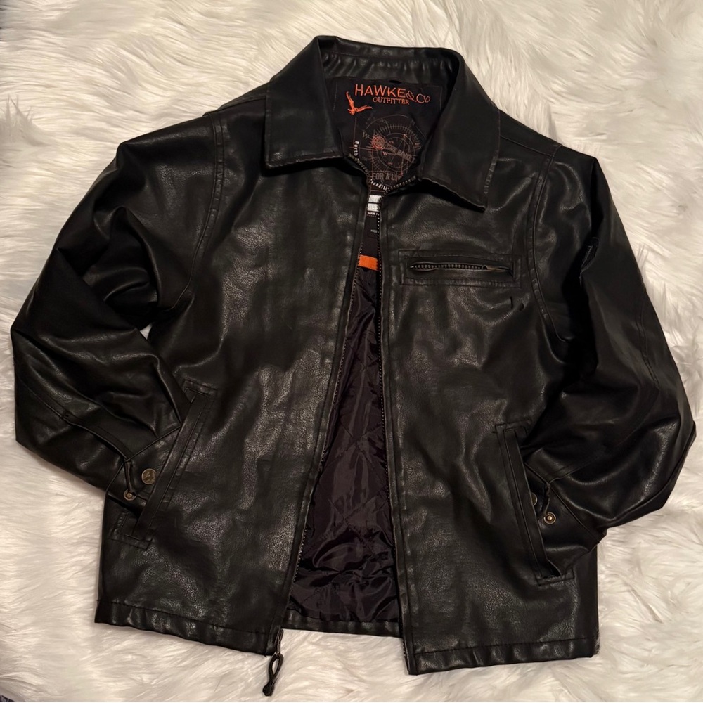 Hawks & Co. Outfitter leather bomber jacket kids size 8